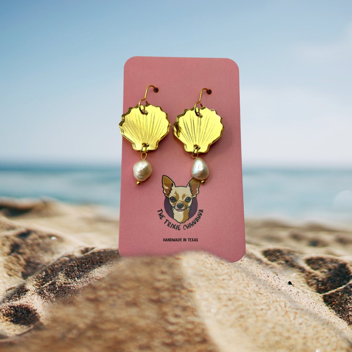 Golden Sun Mermaid Pearl Drop Earring