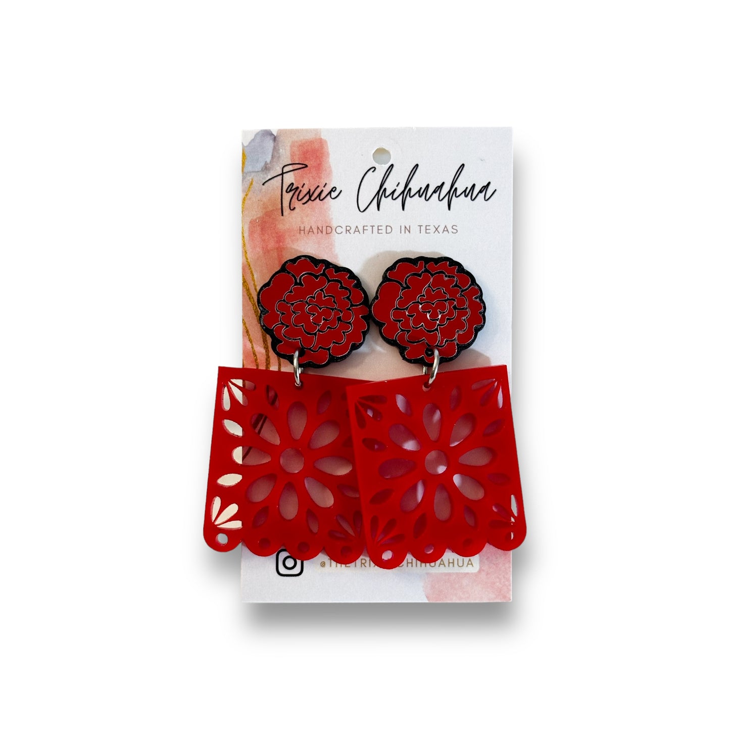 Red Papel Picado Earring