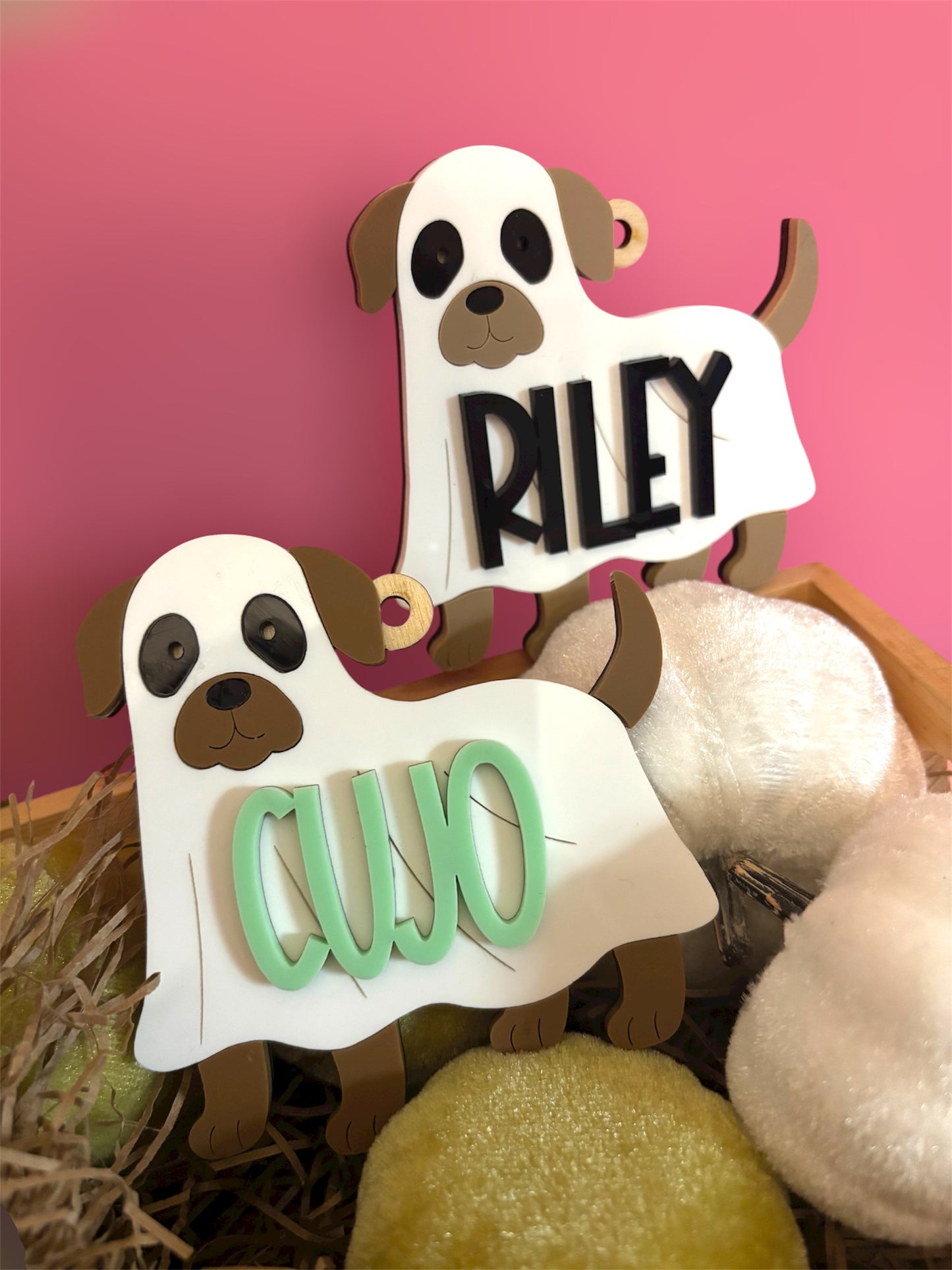 Ghost Dog Halloween Bag Tag