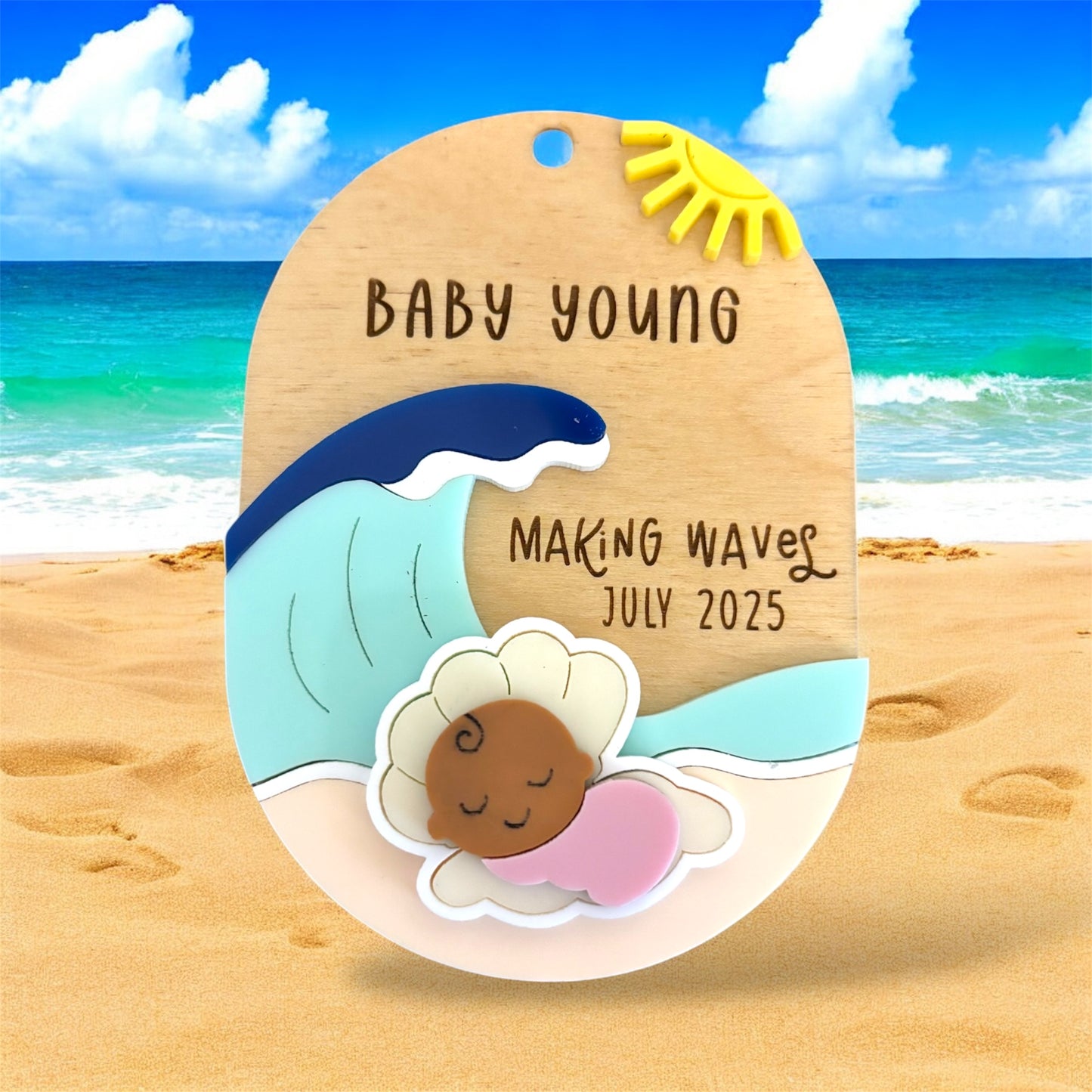 Making Waves Baby Announcement Ornament