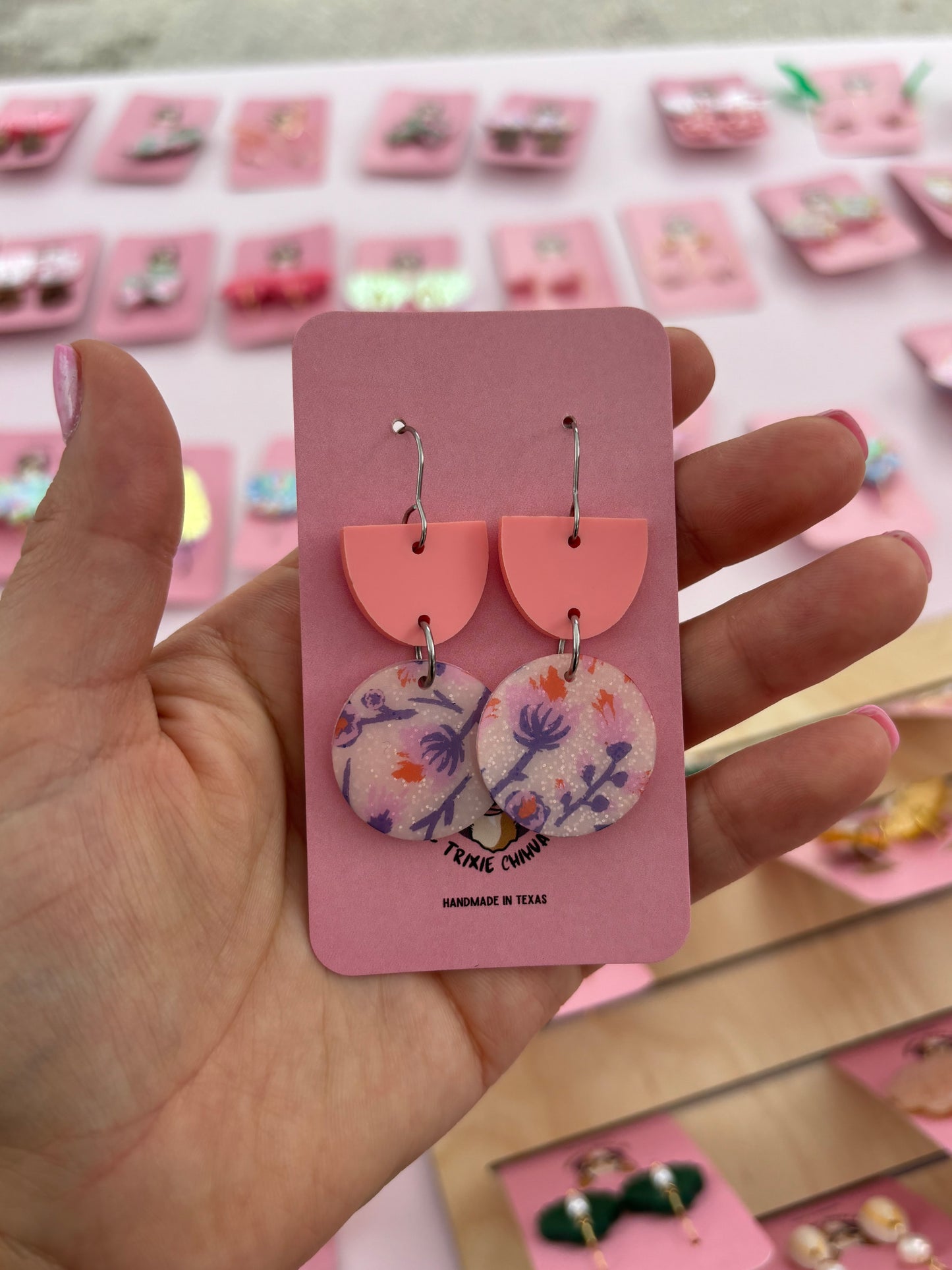 Pink Floral Earrings