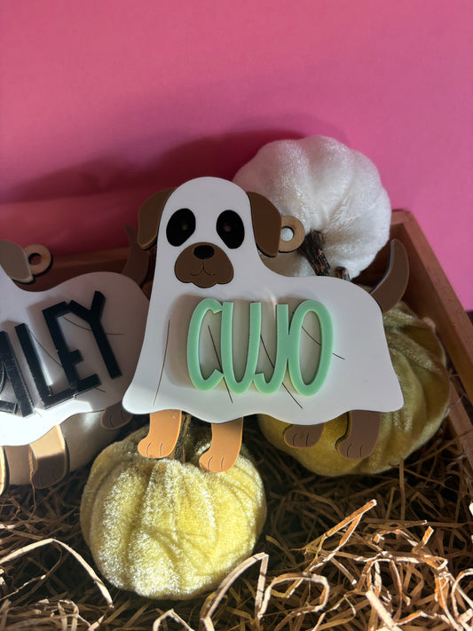 Ghost Dog Halloween Bag Tag
