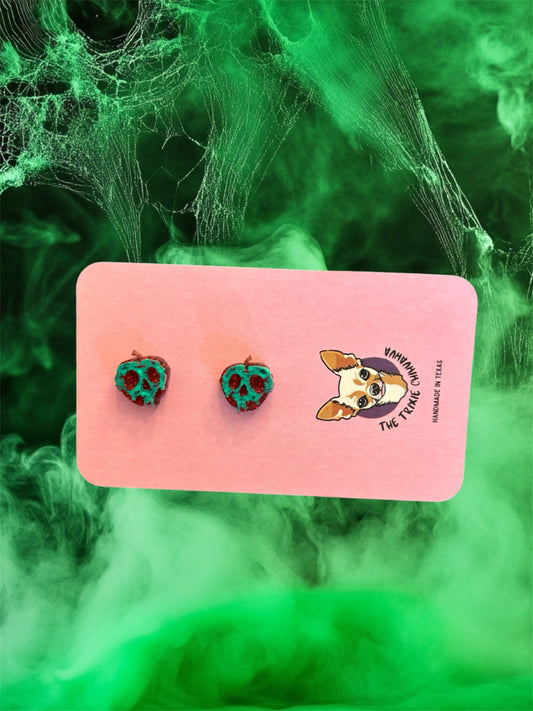 Poison Candy Apple Studs Halloween Earrings