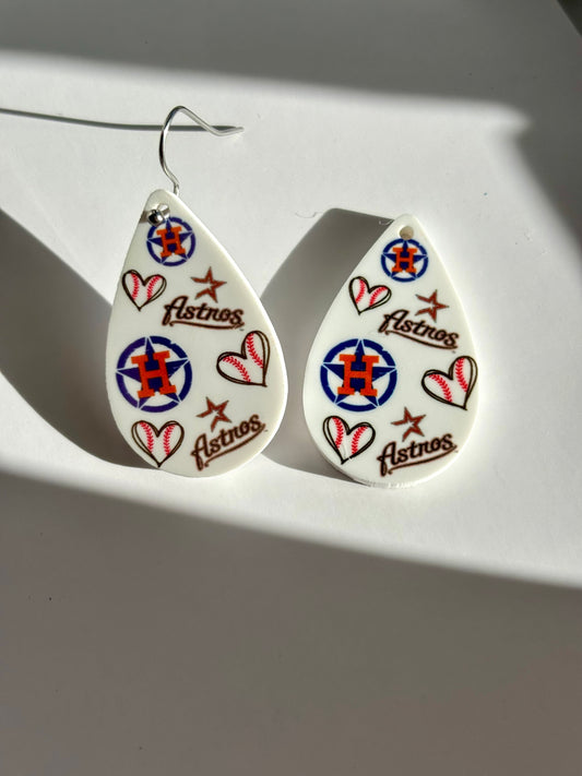 Astros Baseball Hearts Team Spirit Earrings