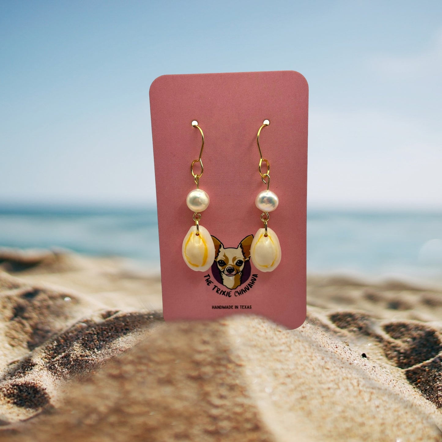 Cowrie Shell and Pearl Drop Earring