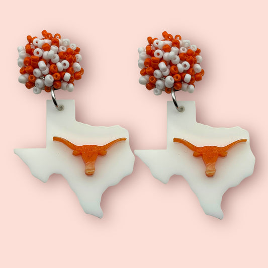 UT Texas Pom Pom Earrings College Spirit