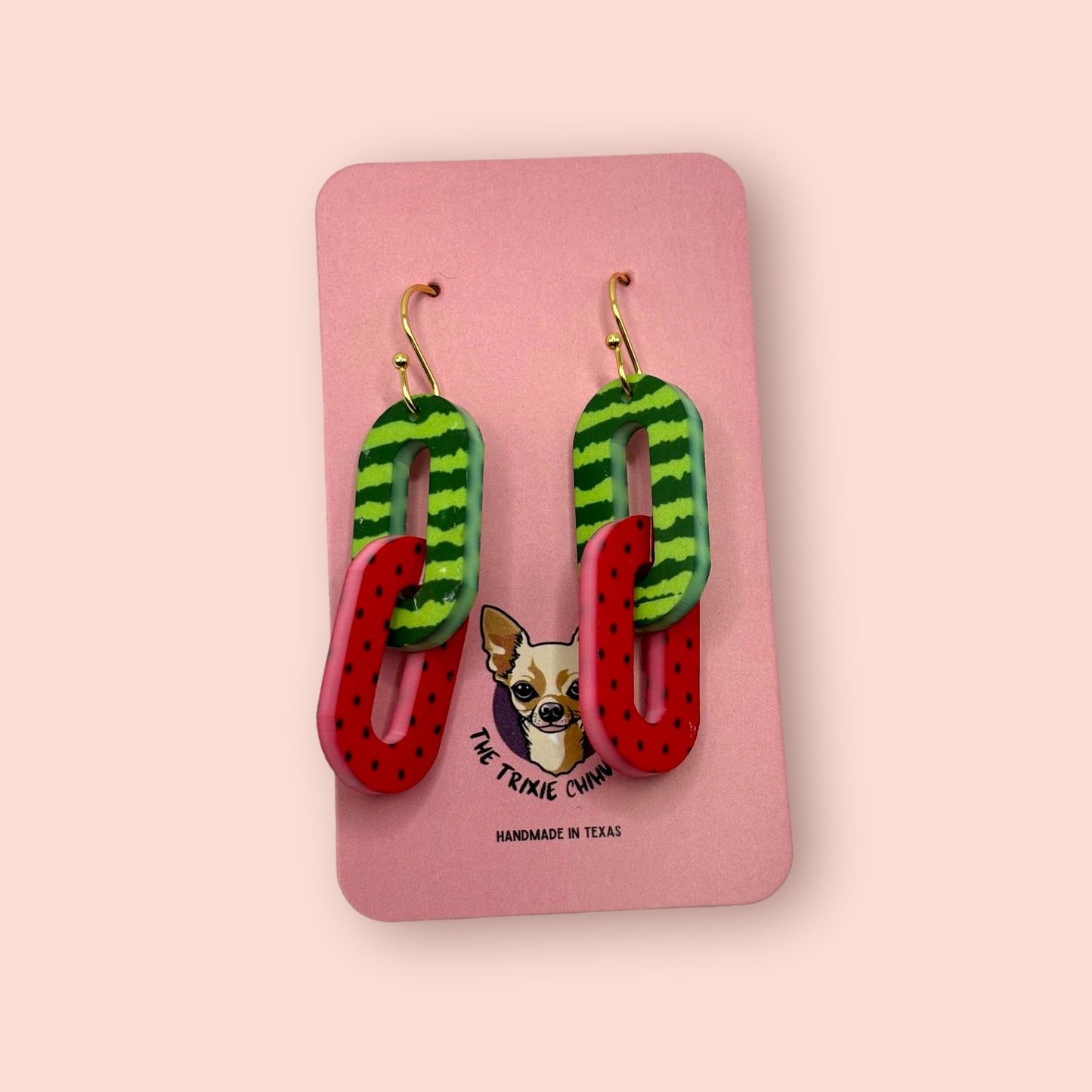 Watermelon Paperclip Earrings