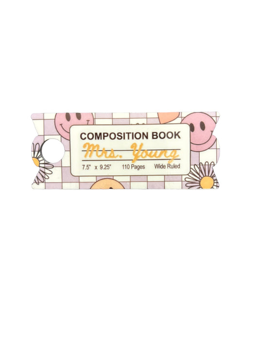 Composition Book Personalized Cup Topper