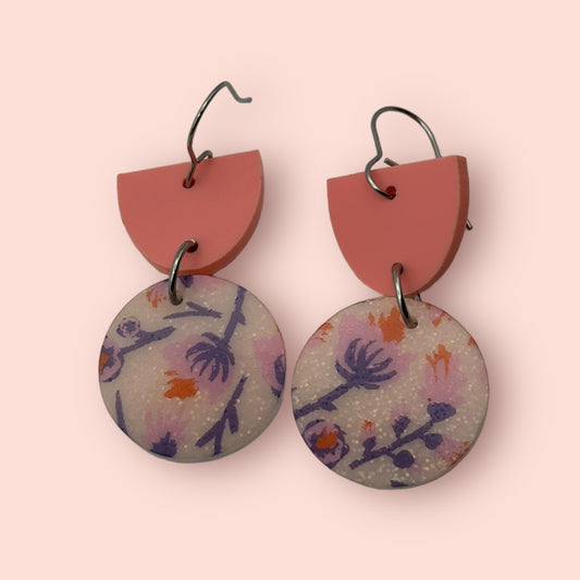 Coral Floral Earrings