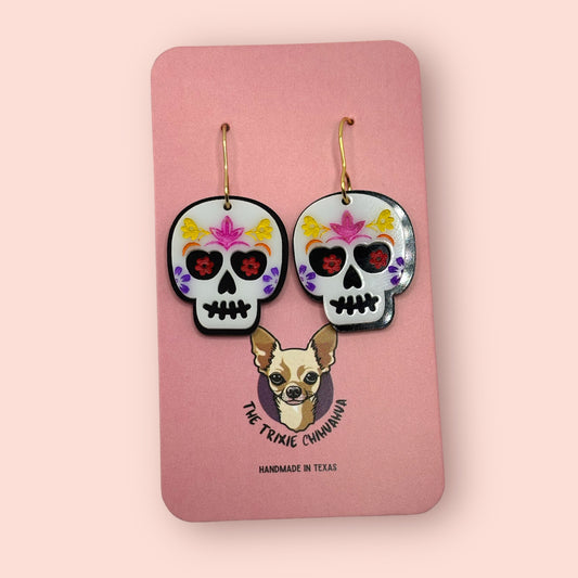 Sugar Skull Swing Earrings