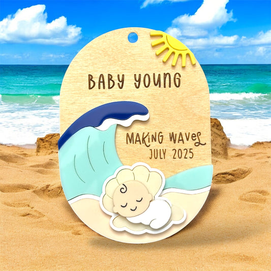 Making Waves Baby Announcement Ornament