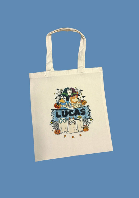 Blue Puppy Trick or Treat Tote